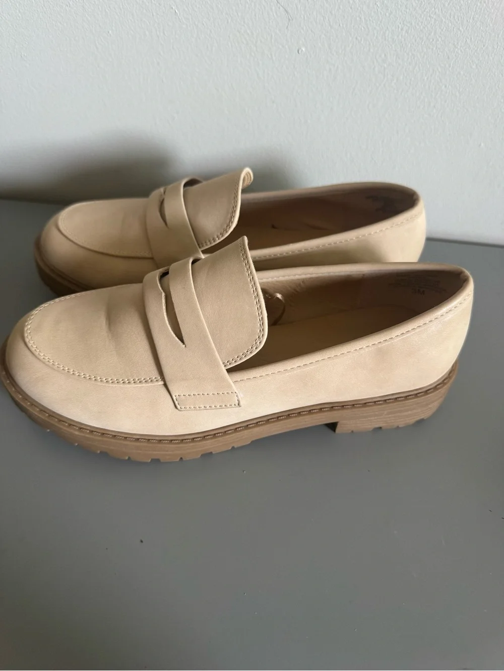Chunky Soda Kids Beige Tan Moccasin Loafers
